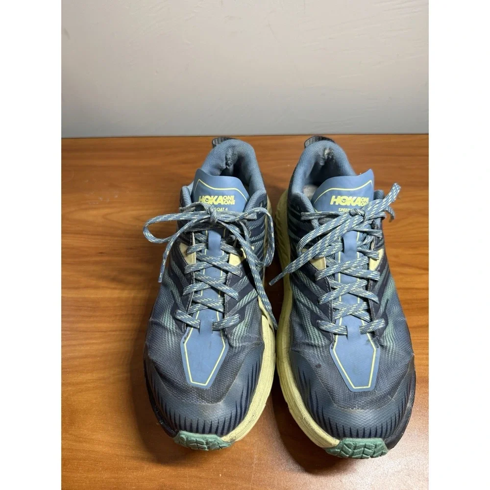 HOKA ONE ONE Speedgoat 4 Shoes Womens Size 9 Blue Trail Running Vibram Sole